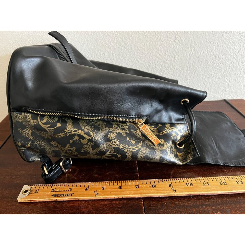Versace Parfums Backpack Black Gold Adjustable Straps & Zip Pockets Vegan Faux L - Picture 4 of 15